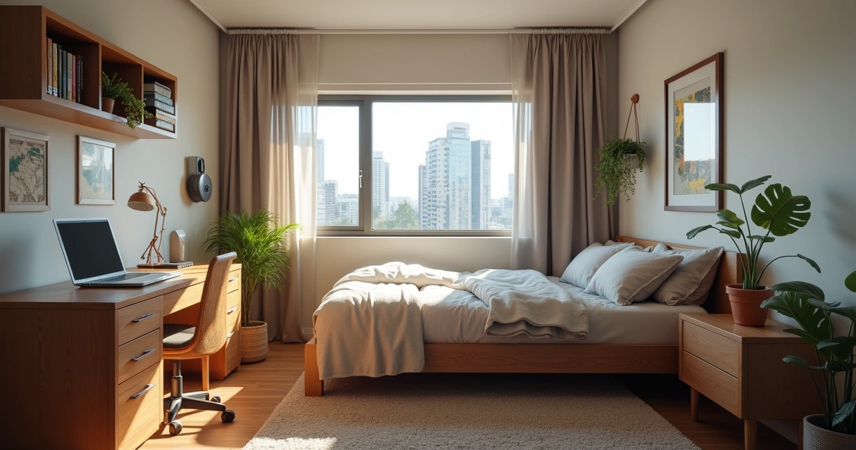 Quarto de estudante brasileiro na Austrália, decoração simples