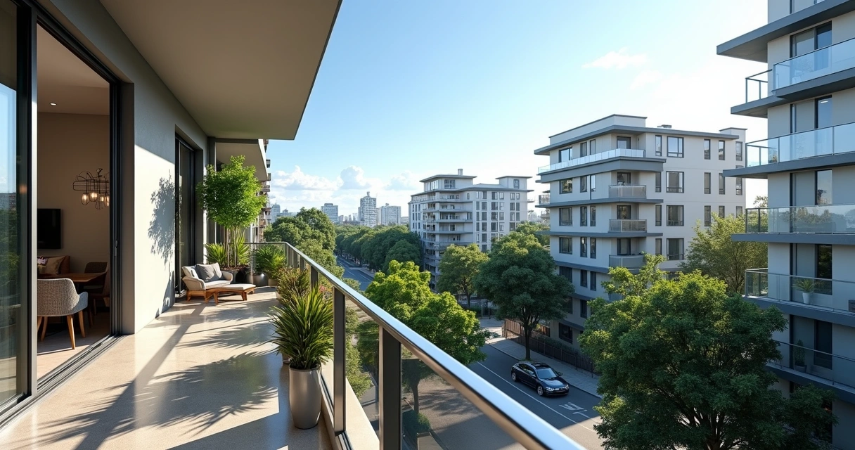 Apartamento moderno com varanda e vista para bairros urbanos do Cambuí em Campinas, céu azul claro e luz natural 
