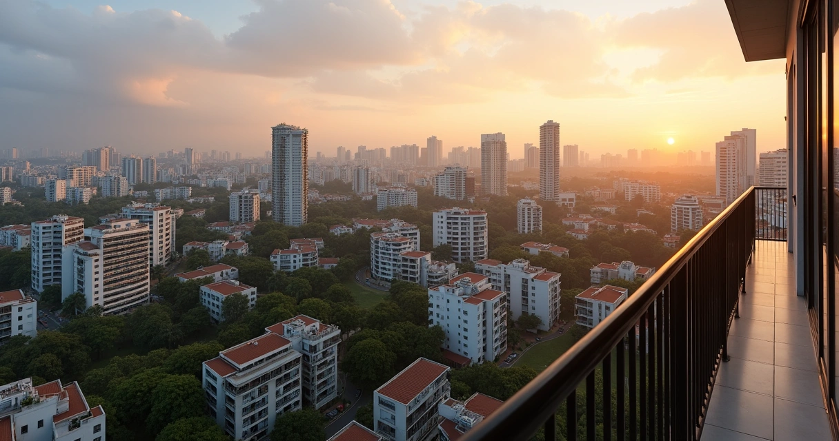 Vista panorâmica de apartamentos em Nova Campinas com cidade ao fundo 