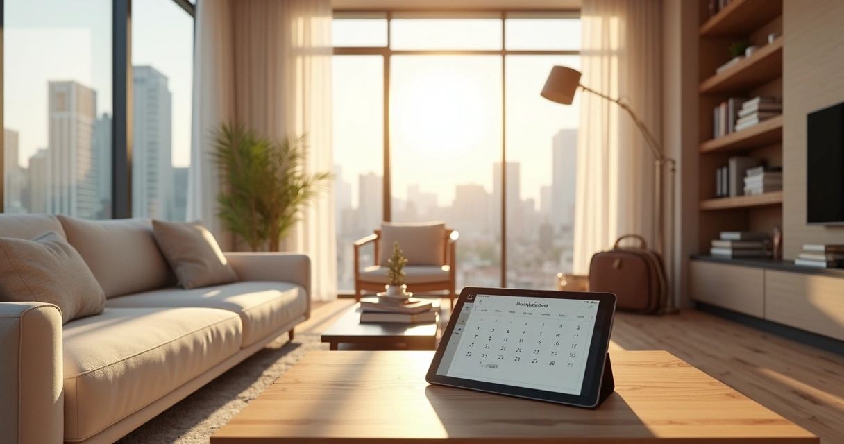 Sala de apartamento moderno para aluguel de temporada 