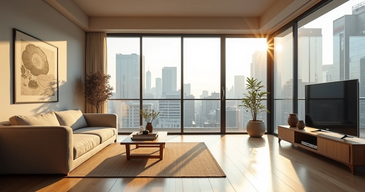 Sala de apartamento moderno no centro de Tóquio