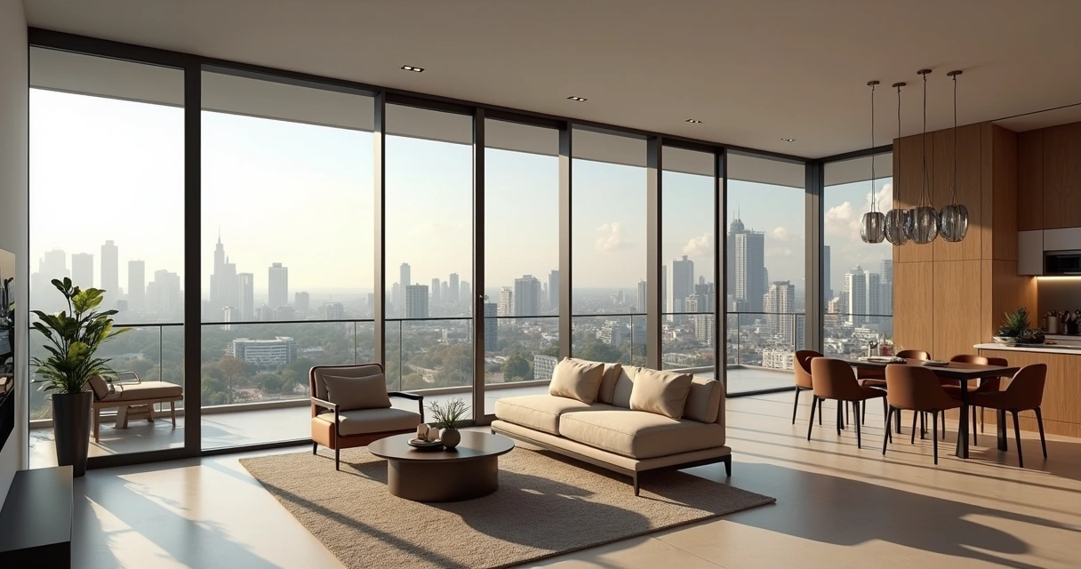 Vista panorâmica de apartamento moderno em Belo Horizonte 