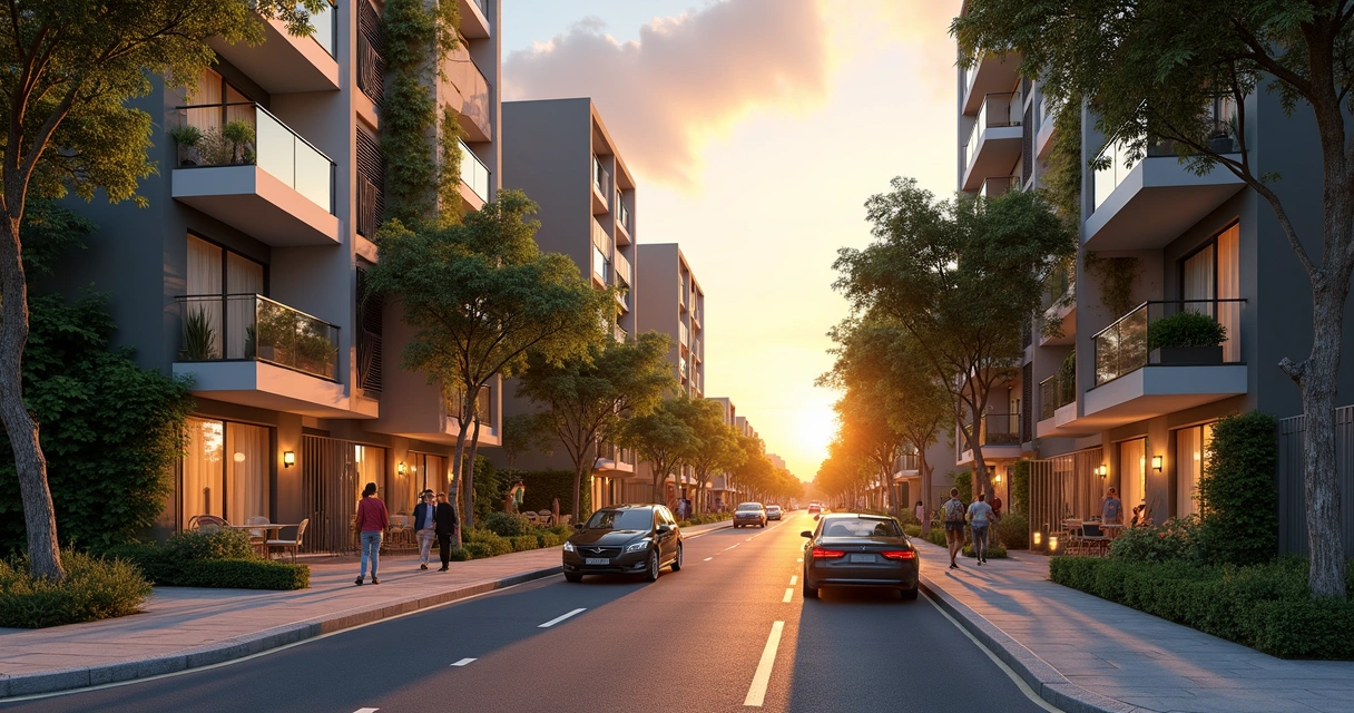 Vista panorâmica de prédios residenciais modernos no bairro Cambuí em Campinas ao entardecer, com ruas arborizadas e comércio ao redor 