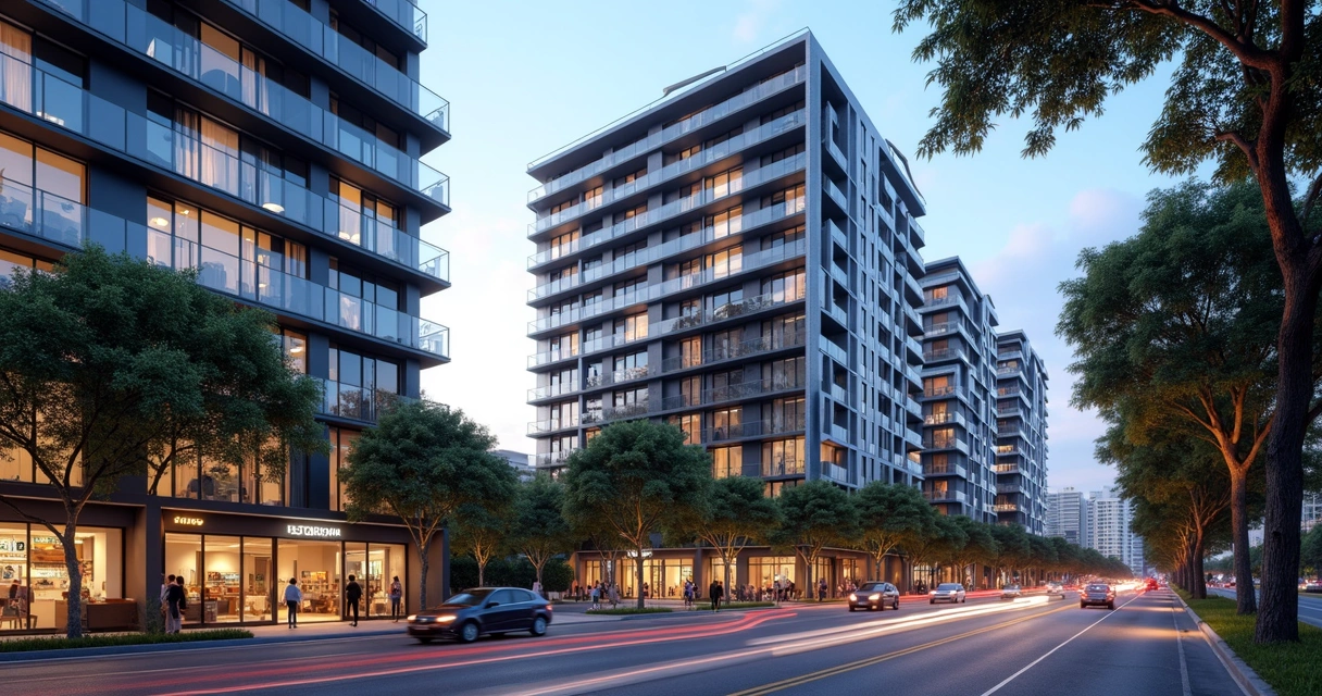 Edifícios residenciais modernos em bairro urbano de Porto Alegre 