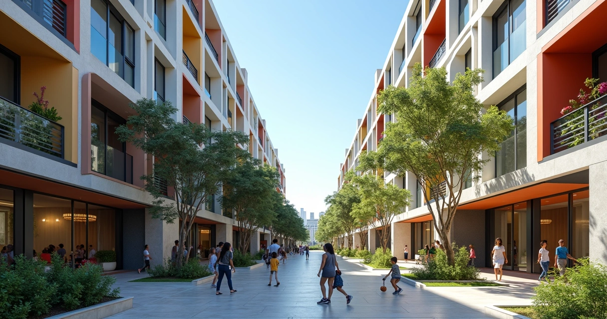 Edifícios residenciais novos em São Paulo destinados a habitação social e popular com famílias chegando. 