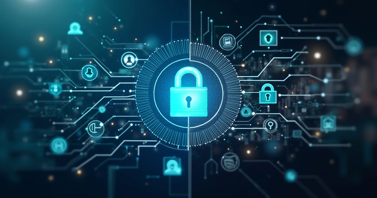 Interface digital mostrando duas abas, API bancária aberta e API fechada, em fundo tecnológico azul e cinza 