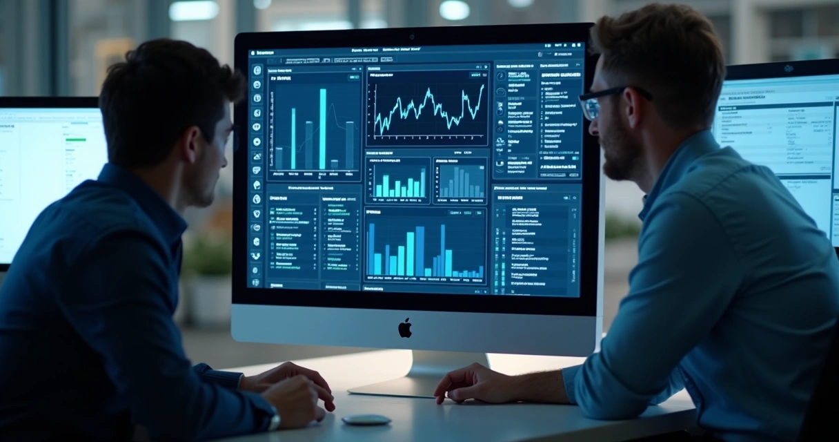 Tela de computador mostrando integração de APIs, código e gráficos de pagamento em ambiente claro 