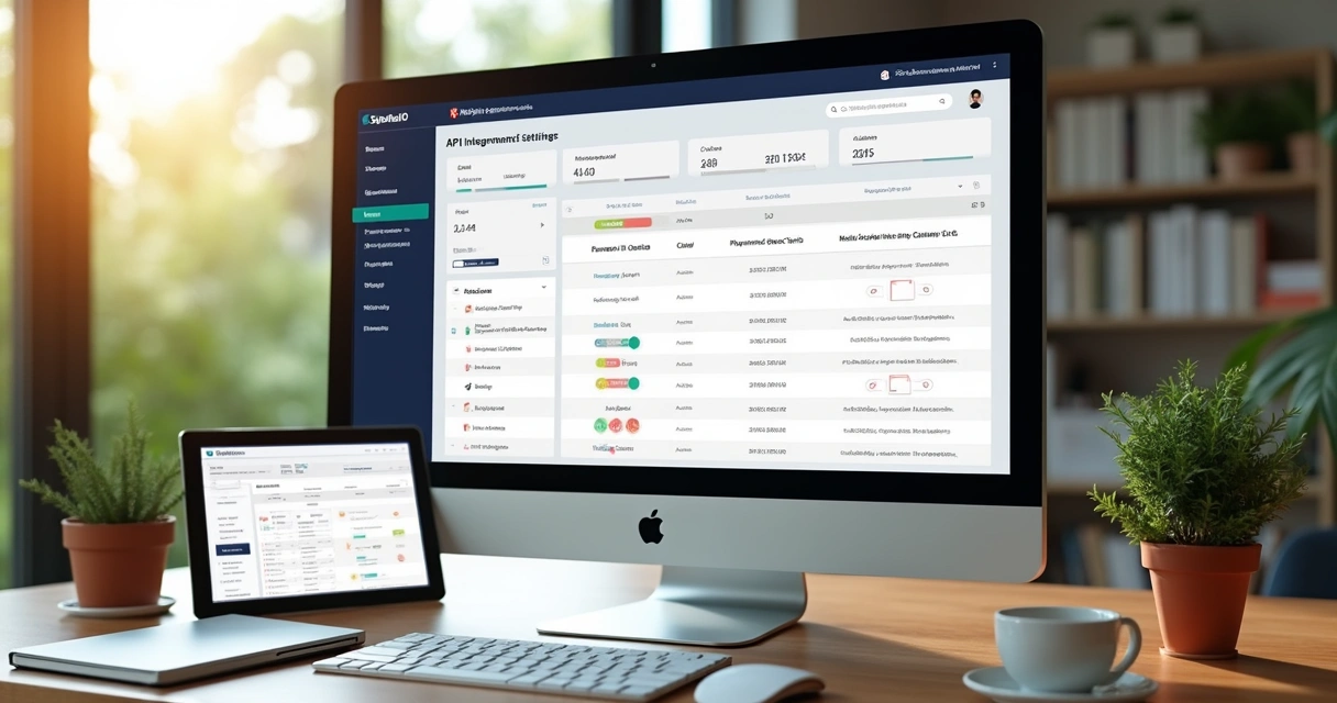 Painel de API integrado a SaaS em ambiente de trabalho moderno 