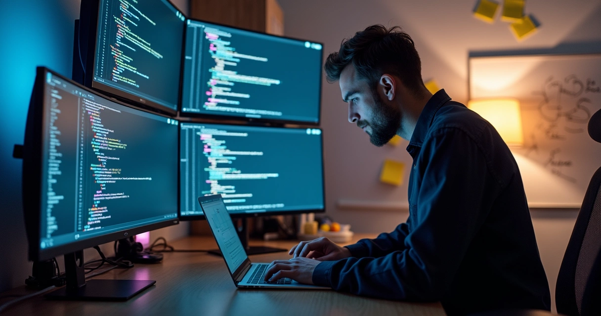 Developer integrating APIs in code editor 