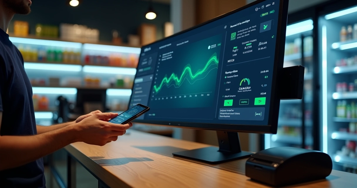 Integração de API NFC-e em caixa de supermercado moderno 
