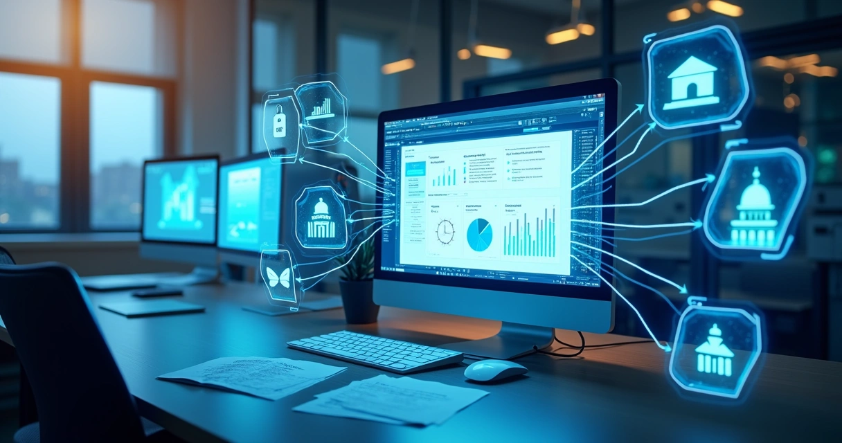 Ilustração de integração de API fiscal com plataforma SaaS 
