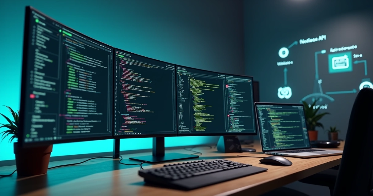 Painel com código em várias linguagens integrando API de notas fiscais 