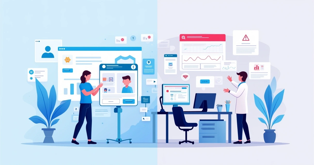 Comparação visual entre sistemas com API oficial e não oficial 