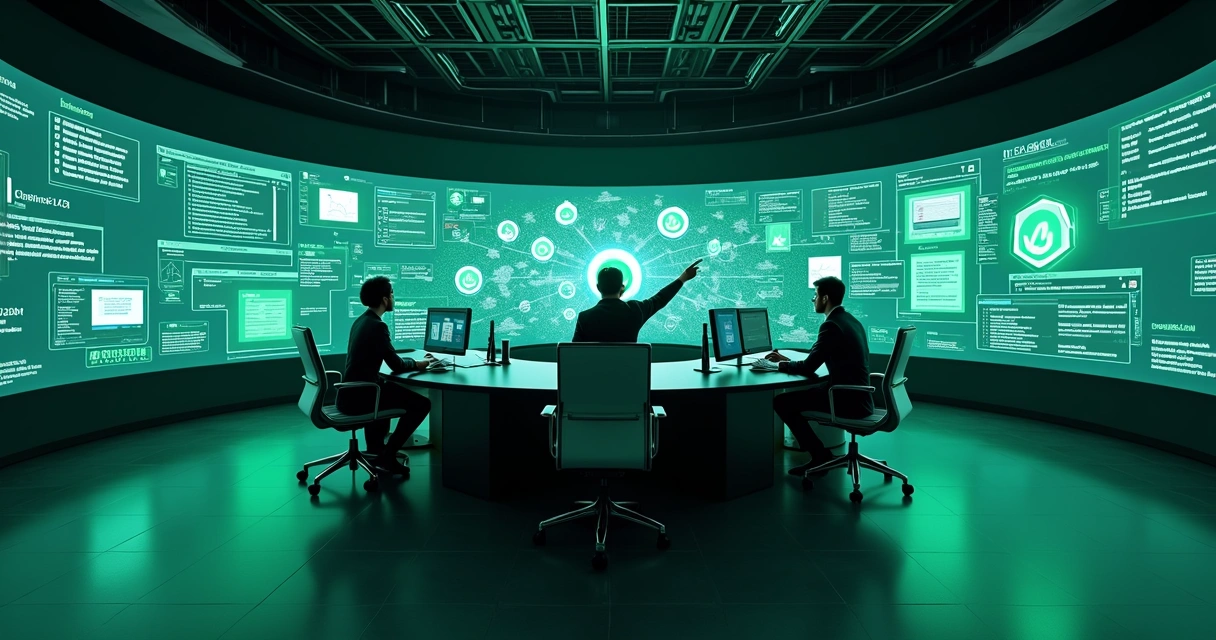 Sala de controle digital exibindo fluxo de mensagens e automações do WhatsApp API 