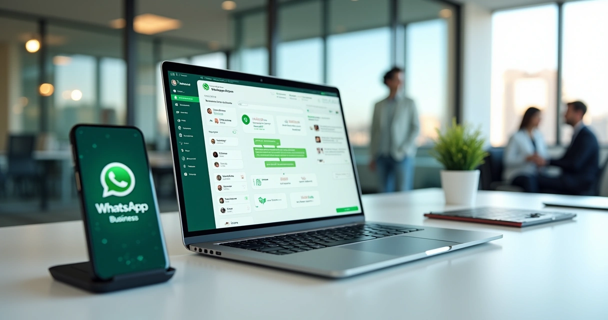 Painel de controle de WhatsApp profissional com selo de API oficial e ícones de segurança 
