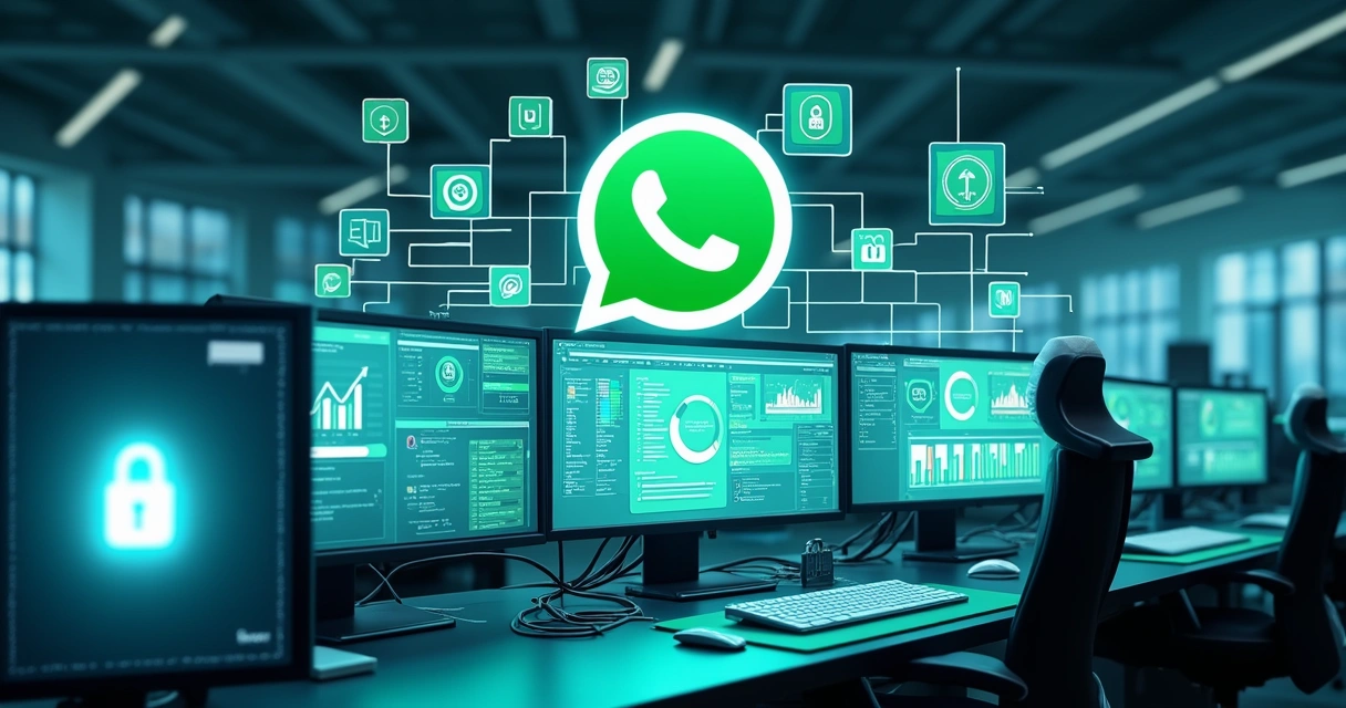 Representação de integração da API oficial do WhatsApp com empresa moderna 