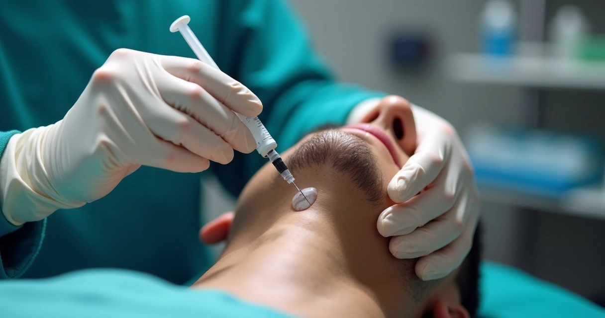 Aplicação de ácido hialurônico em paciente masculino 