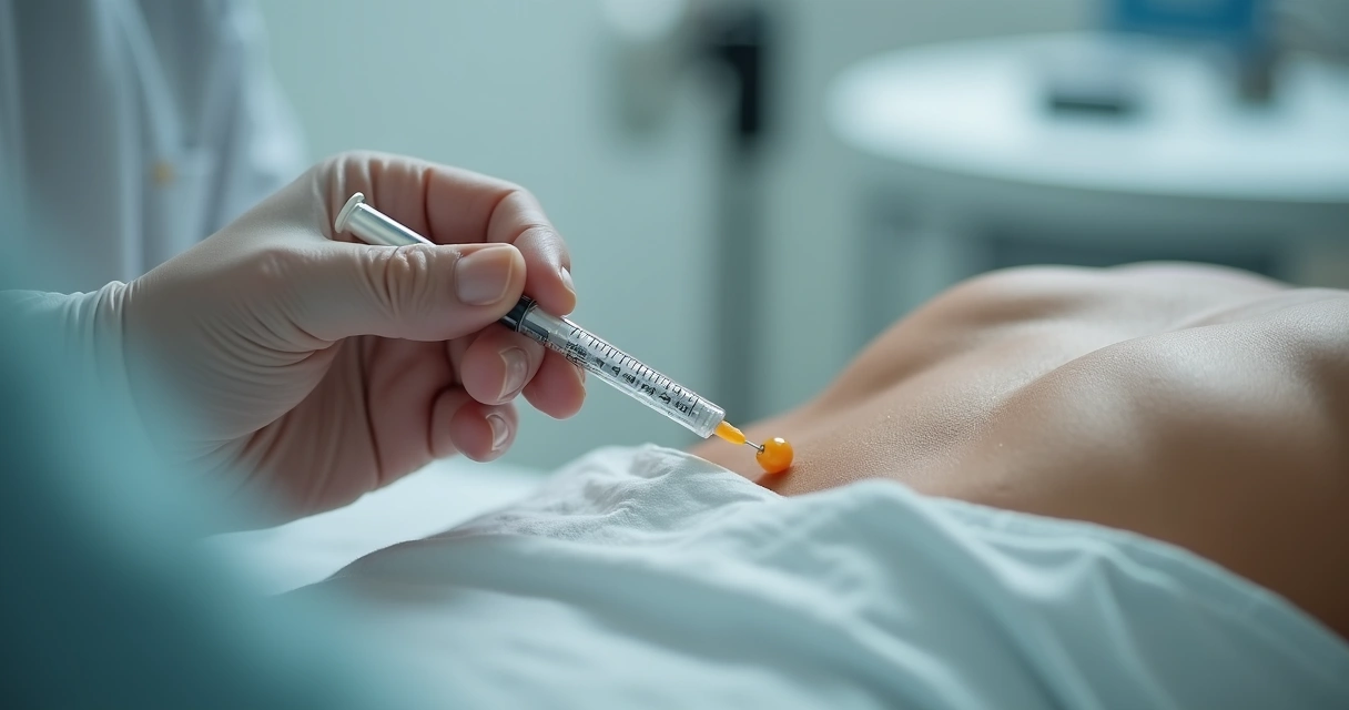 Médico aplicando ácido hialurônico no pênis com seringa 