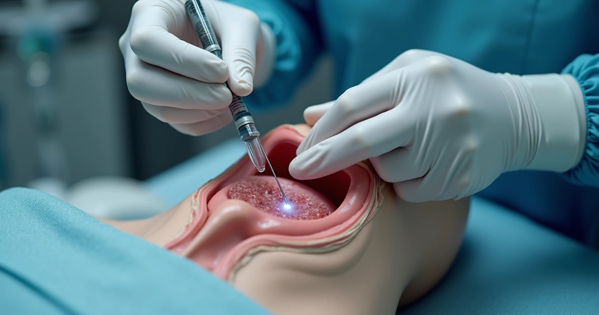 Injeção de ácido hialurônico no pênis, procedimento médico detalhado. 