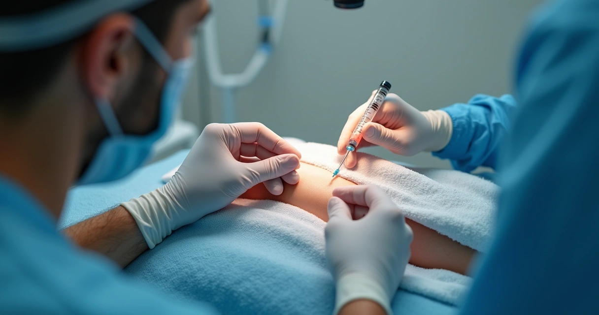 Médico aplicando ácido hialurônico no pênis com anestesia local 