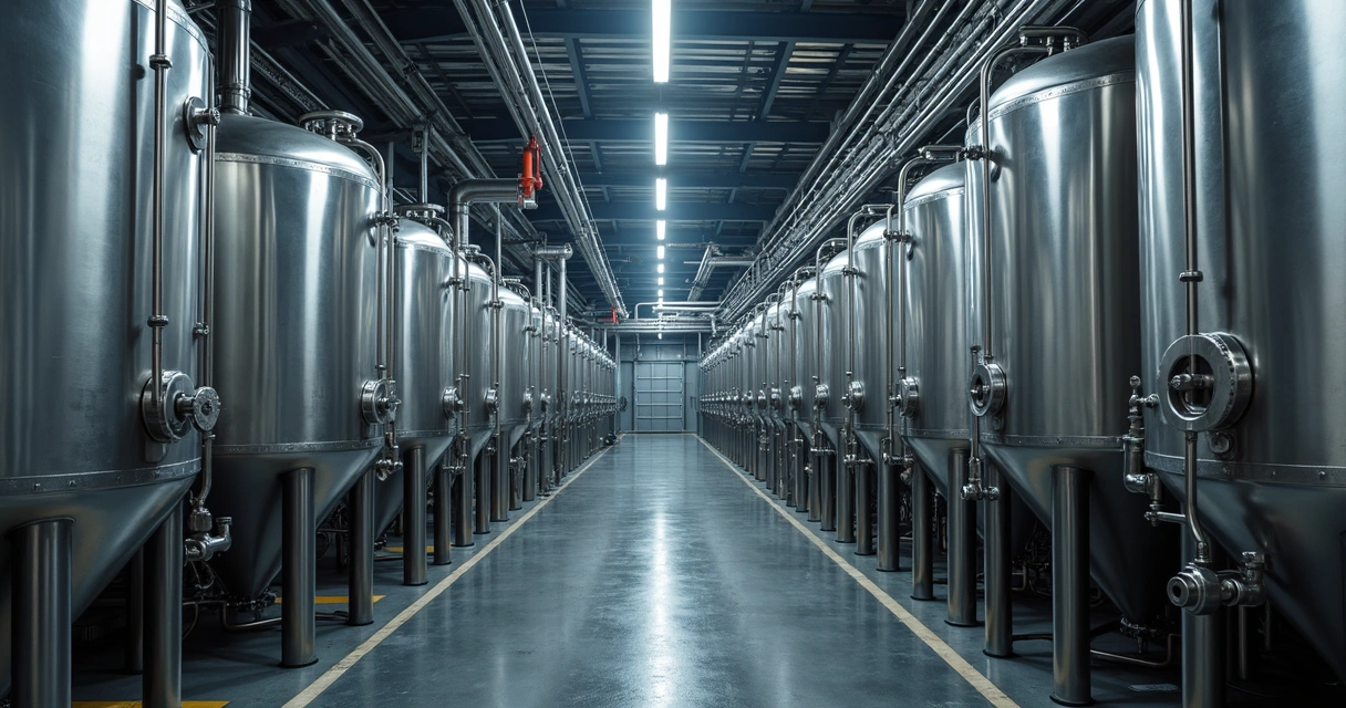 Tubulações industriais em aço inox brilhante
