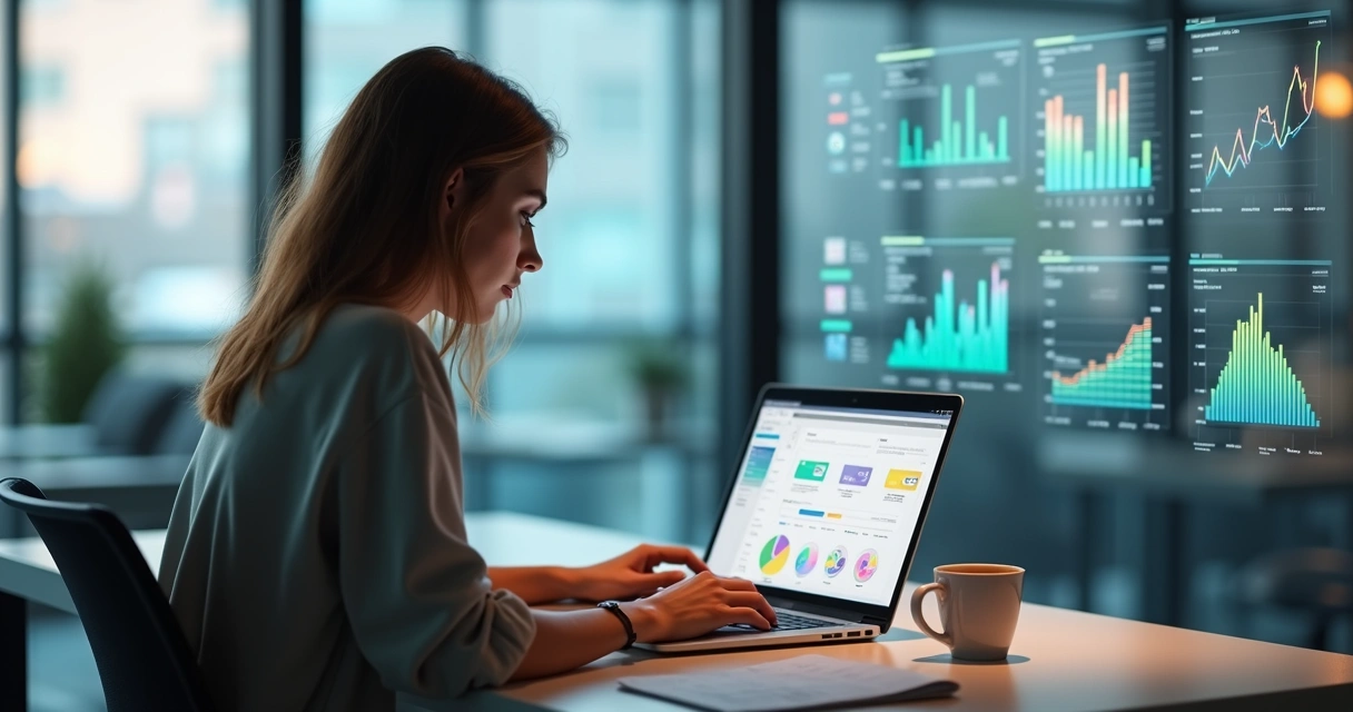 Colaboradora preenchendo assessment em notebook