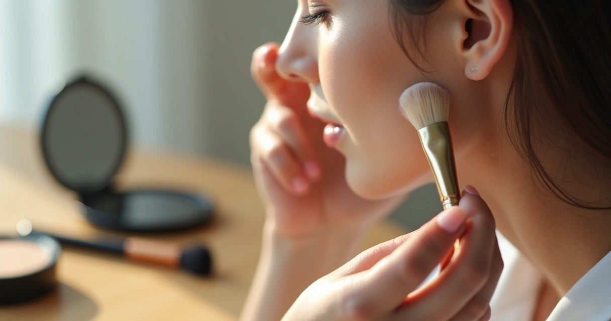 Pessoa aplicando BB cream no rosto com pincel