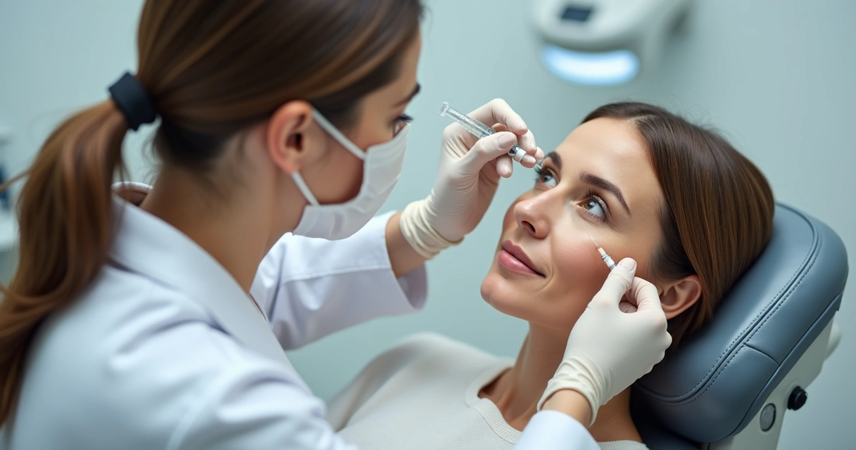 Aplicação de bioestimulador de colágeno em paciente na clínica 