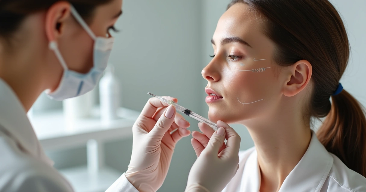 Aplicação de bioestimulador facial em consultório estético