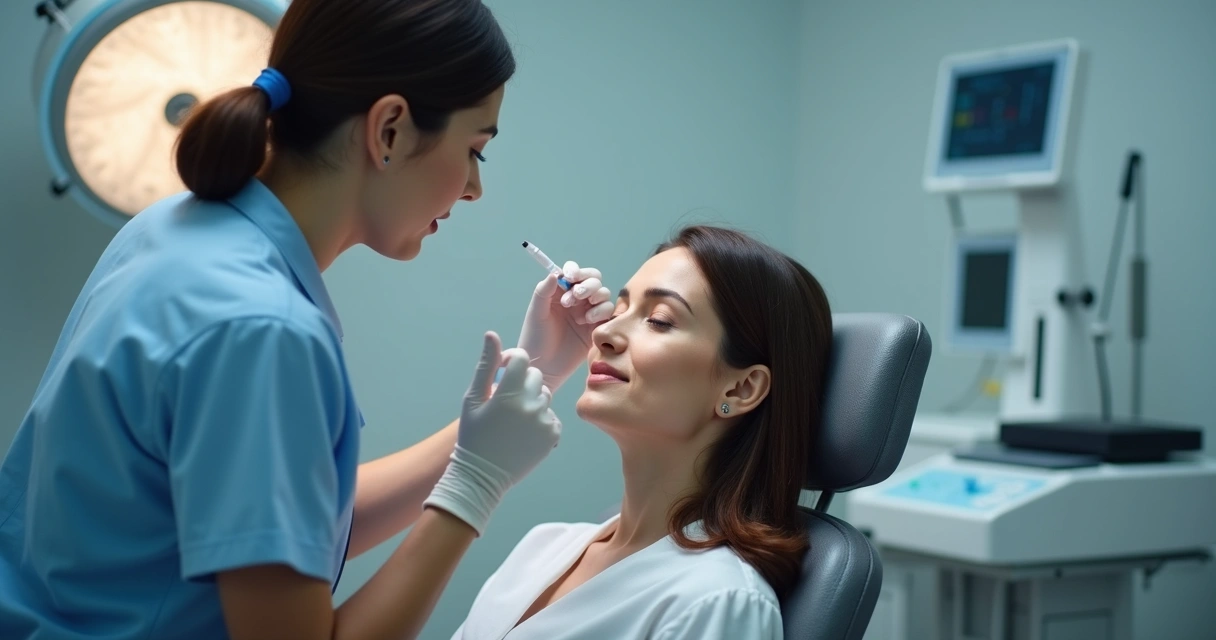 Aplicação de botox por profissional de saúde em paciente com enxaqueca 