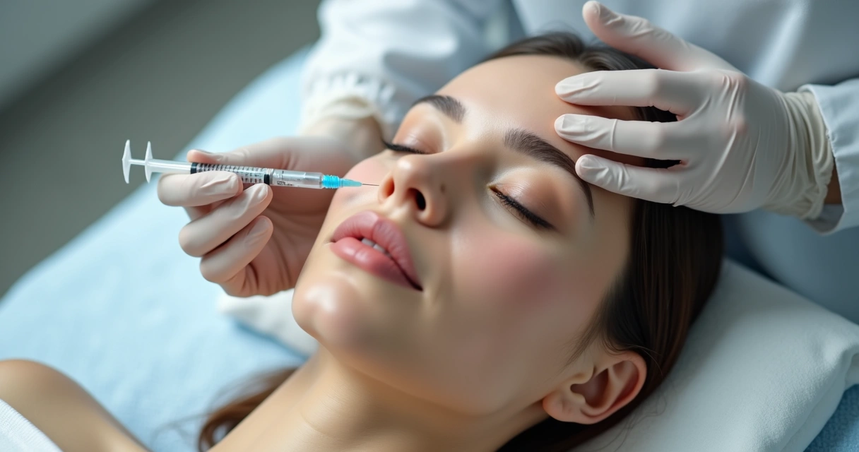 Aplicação estética em pontos do rosto com seringa fina