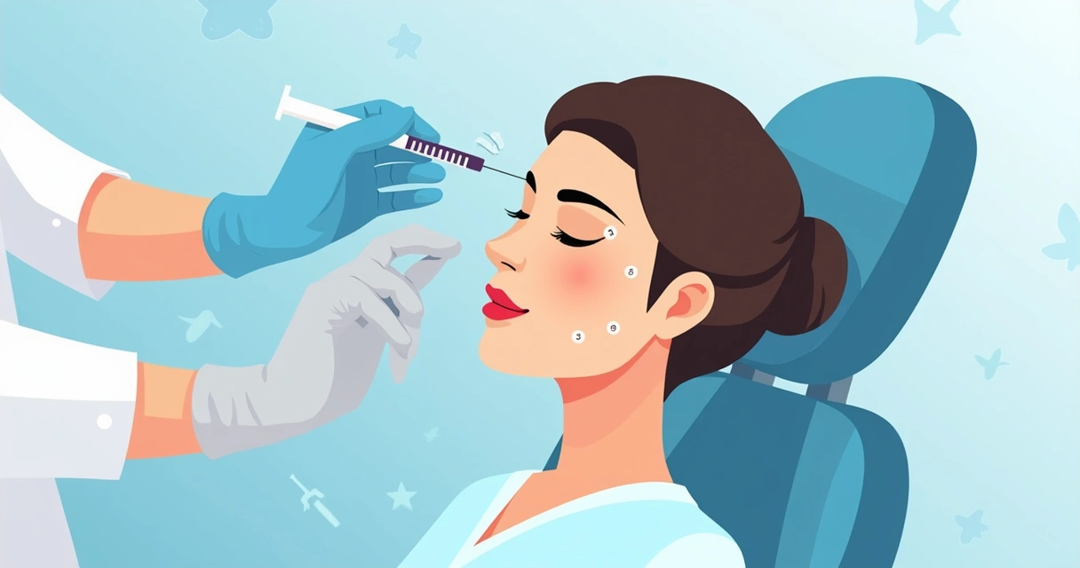 Aplicação de Botox em áreas clássicas do rosto feminino 