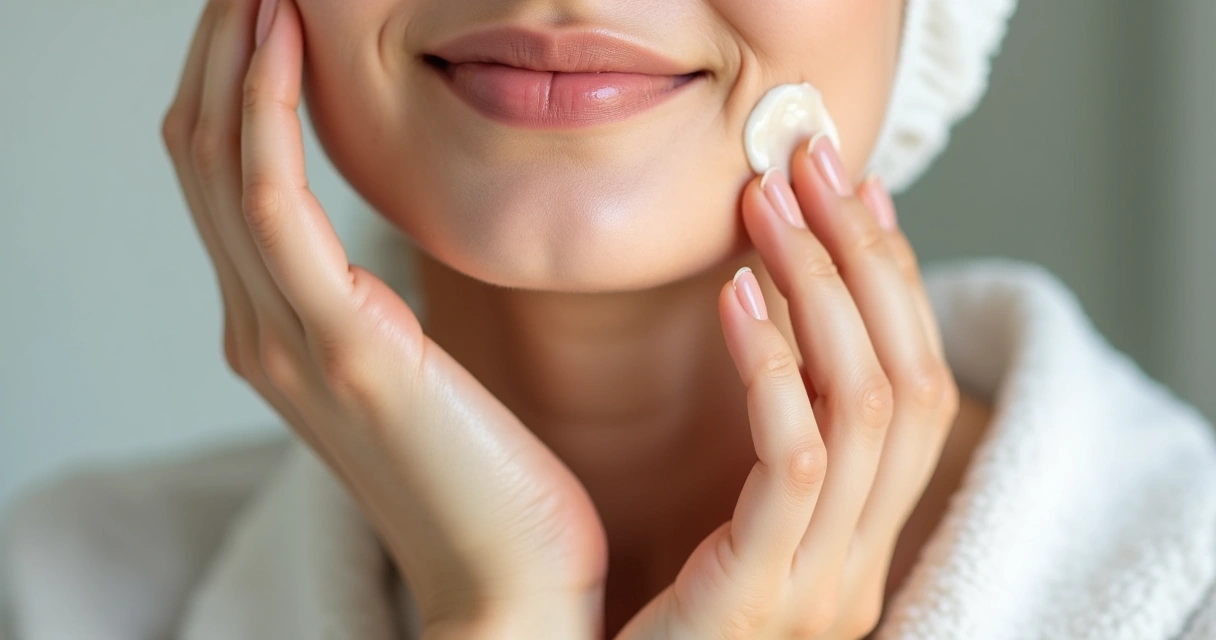 Aplicação de creme hidratante no rosto com foco em pele sensível
