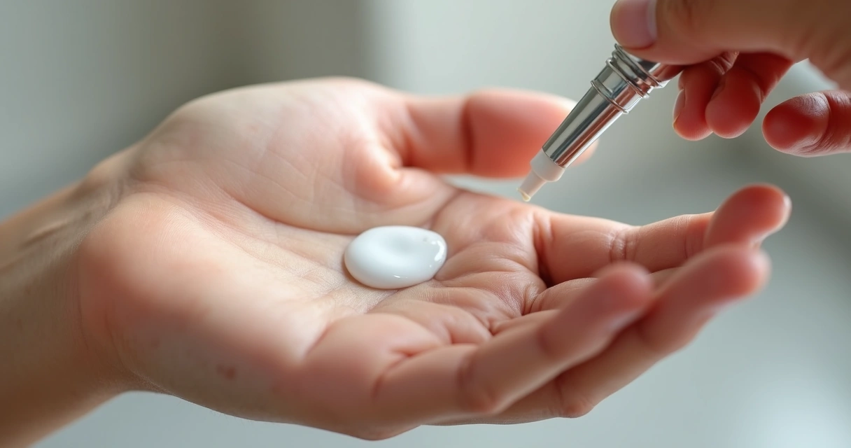 Aplicação de creme em mancha de vitiligo no dorso da mão 