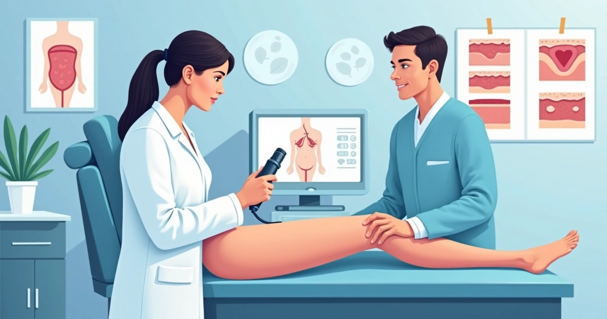 Aplicação do endolaser em região corporal, técnica minimamente invasiva.