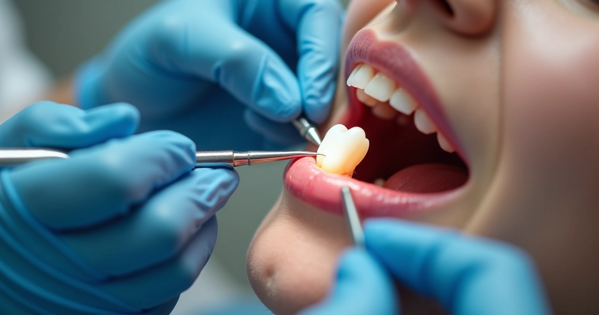 Dentista aplicando faceta de resina em paciente 