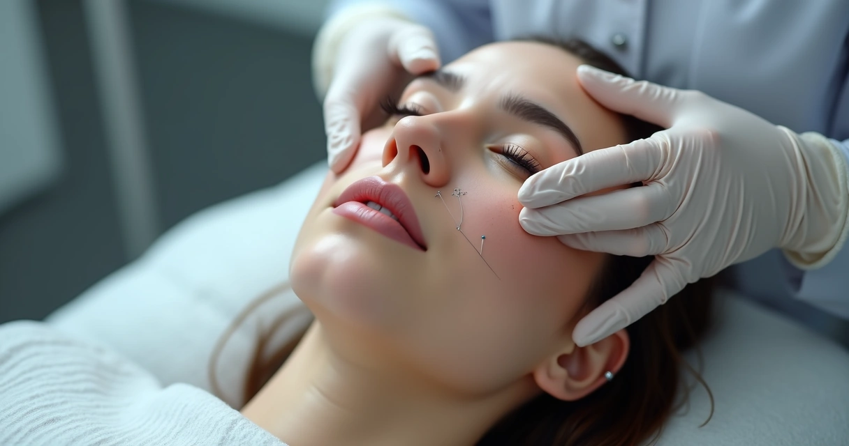 Bioestimuladores ou fios de sustentação: saiba qual escolher 2 Aplicação de fios de sustentação na face por dermatologista