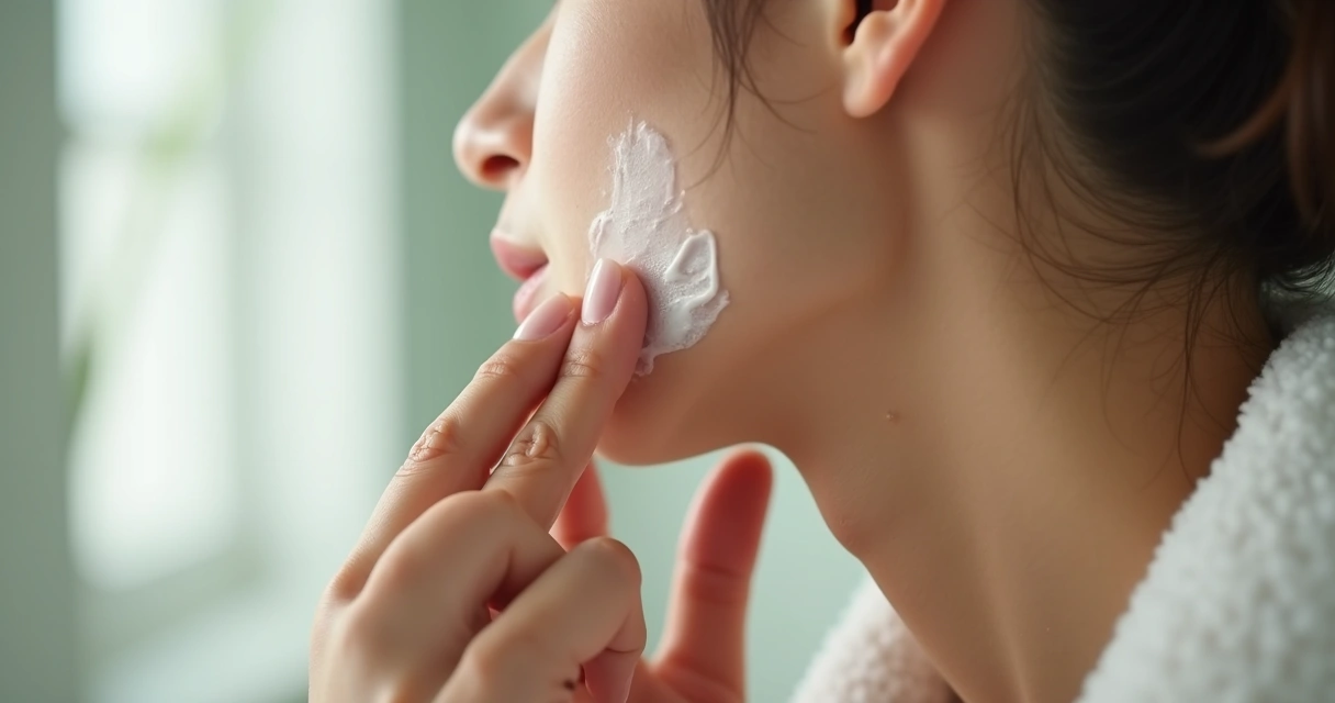 Aplicação de gel calmante no rosto após a barba 