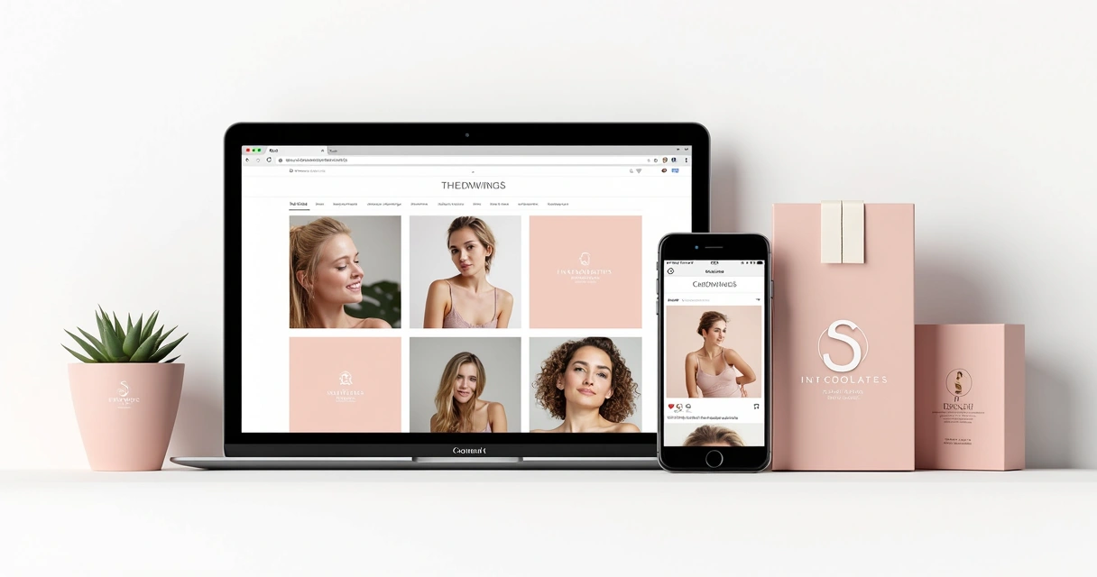 Identidade visual aplicada em redes sociais, site e embalagem de produto