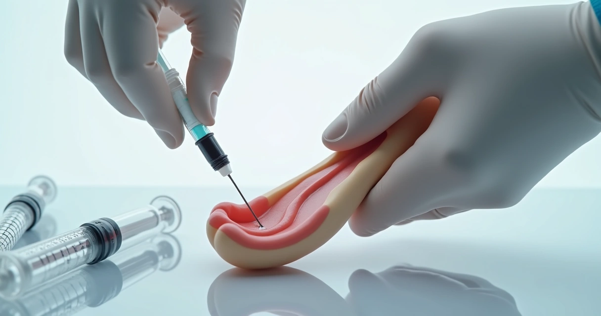 Injeção intracavernosa aplicada em pênis com curvatura 