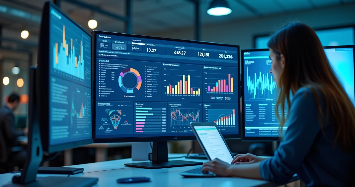 Interface de sistema de cobrança digital com gráficos em tela 