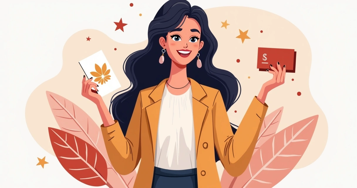 Mulher segurando cartão de visita com logotipo personalizado 