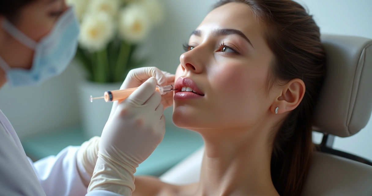 Preenchimento natural nos lábios com seringa e profissional 