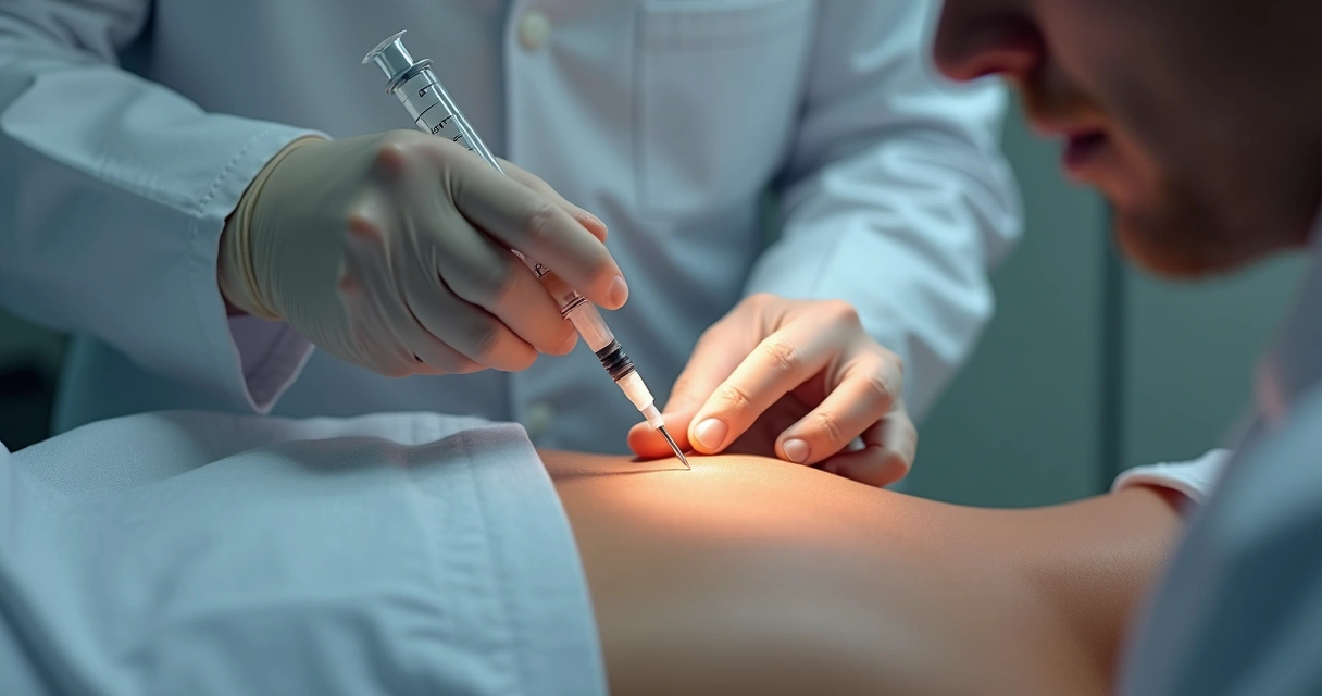 Aplicação de ácido hialurônico no pênis durante consulta médica 