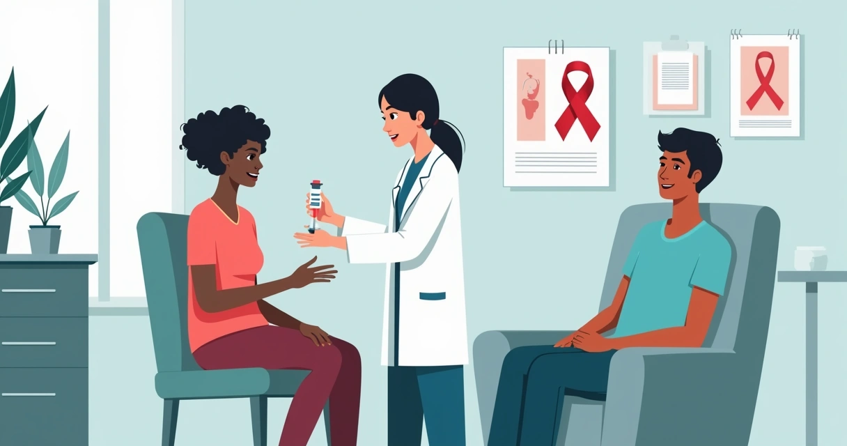Avanços da terapia antirretroviral injetável e perfil dos pacientes 1 Profissional de saúde aplicando injeção em paciente em ambiente clínico
