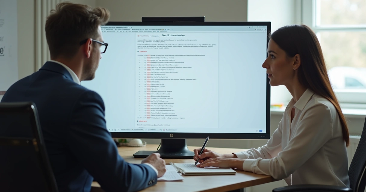 Gestor aplicando teste DISC em candidato em ambiente corporativo moderno