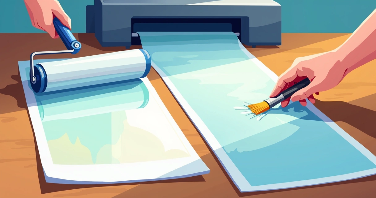 Aplicação de verniz em papel durante impressão gráfica 
