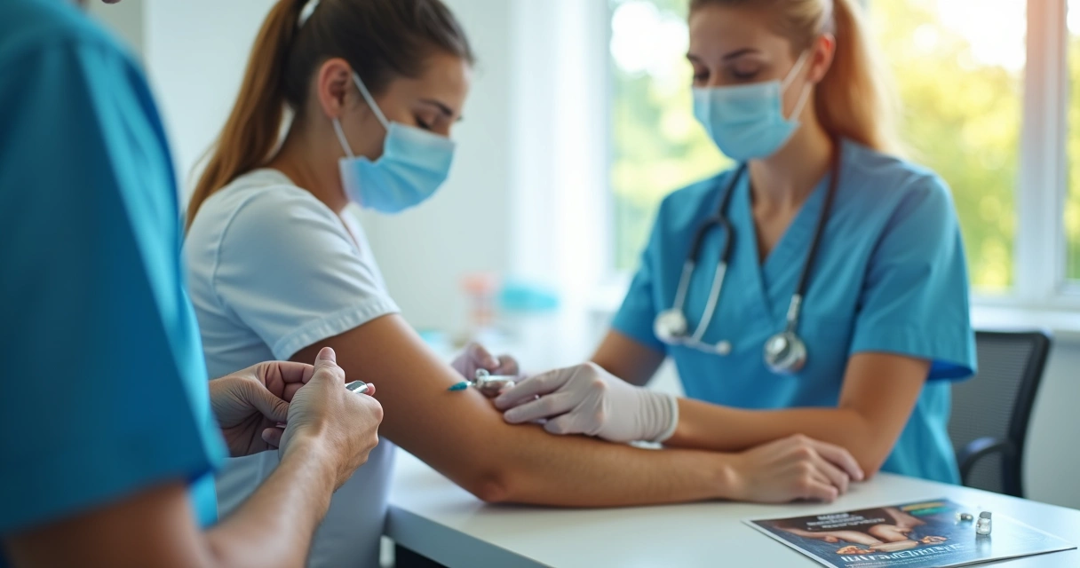 Aplicação de vitaminas injetáveis em ambiente clínico 