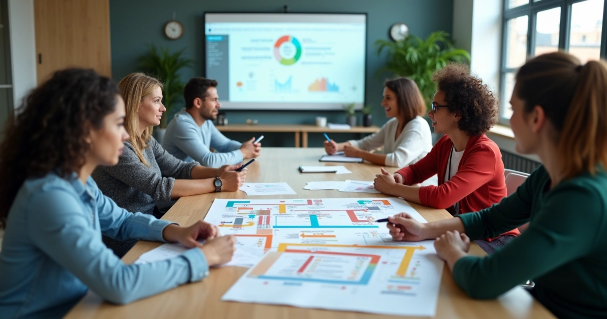 Personas usando un mapa conceptual en una sesión de coaching 