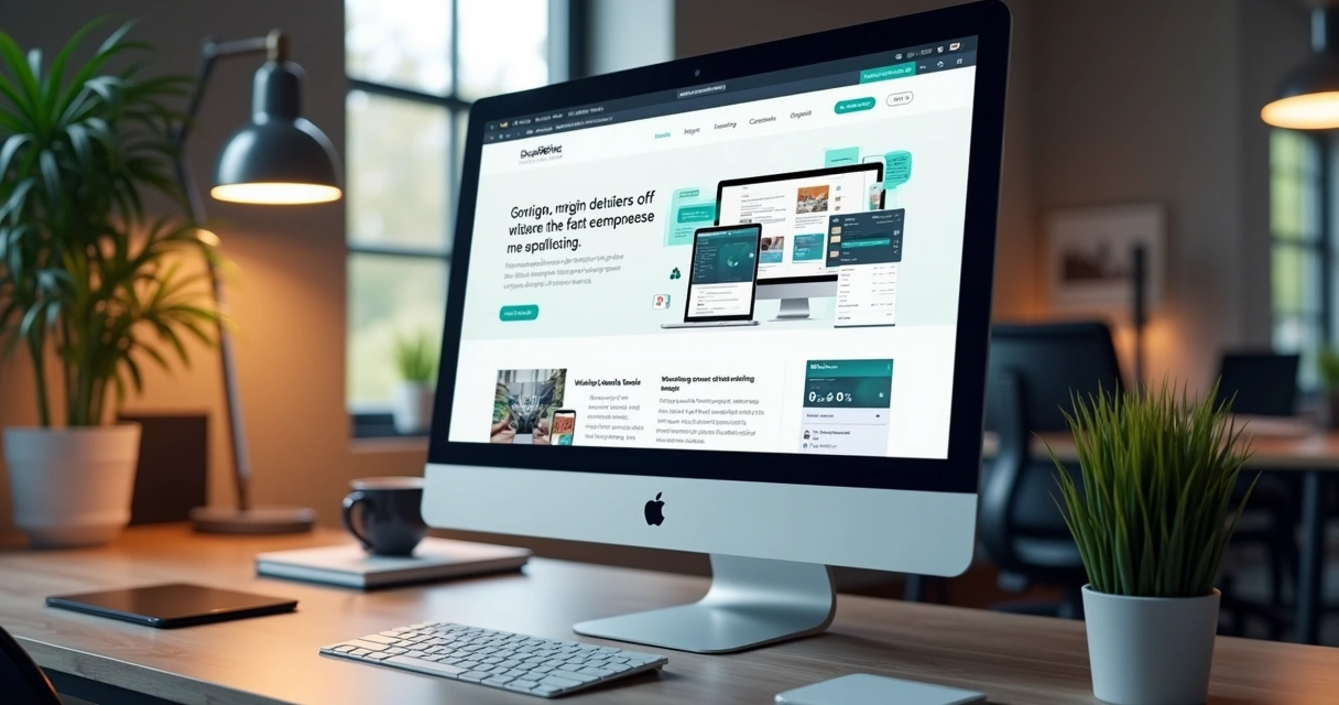 Tela de computador com site elegante exibindo identidade visual coesa 